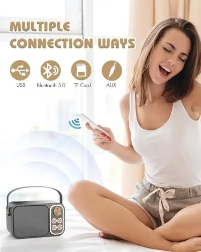 BESCOST Mini Karaoke Machine bolalar va kattalar uchun, 2 ta simsiz mikrofonli portativ Bluetooth karnay, qizlar va o'g'il bolalar uchun karaoke mashinasi, 3-12+ yoshdagi bolalar uchun o'yinchoqlar (qora) - 3