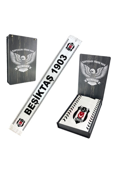 Beşiktaş Original Woven Scarf Special Design Wooden Box - 2