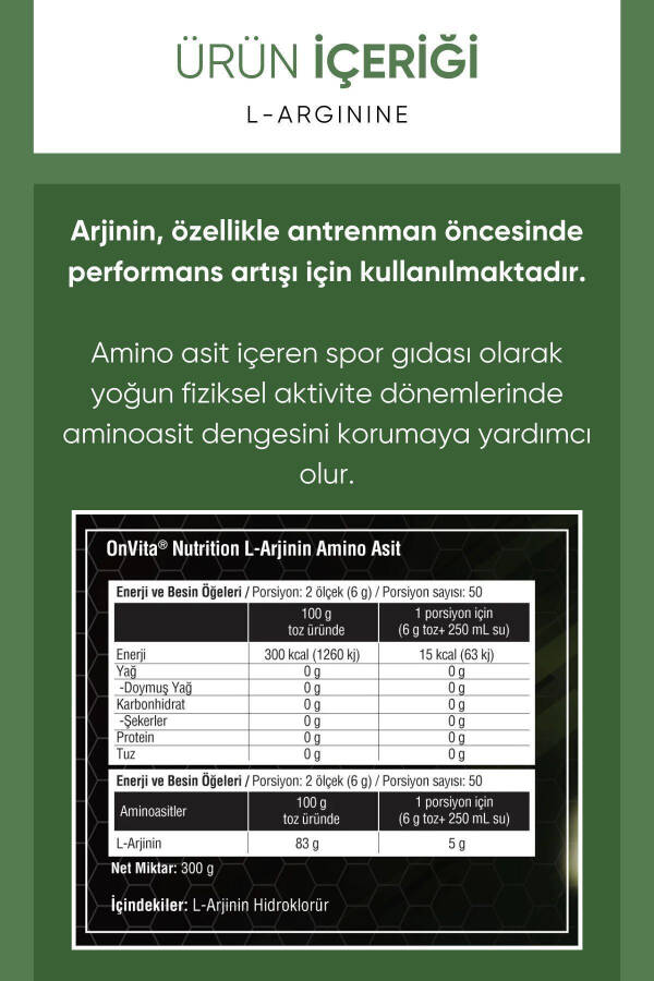 Beslenme L-arginin Hcl, Aminoasit 5000 Mg - 3