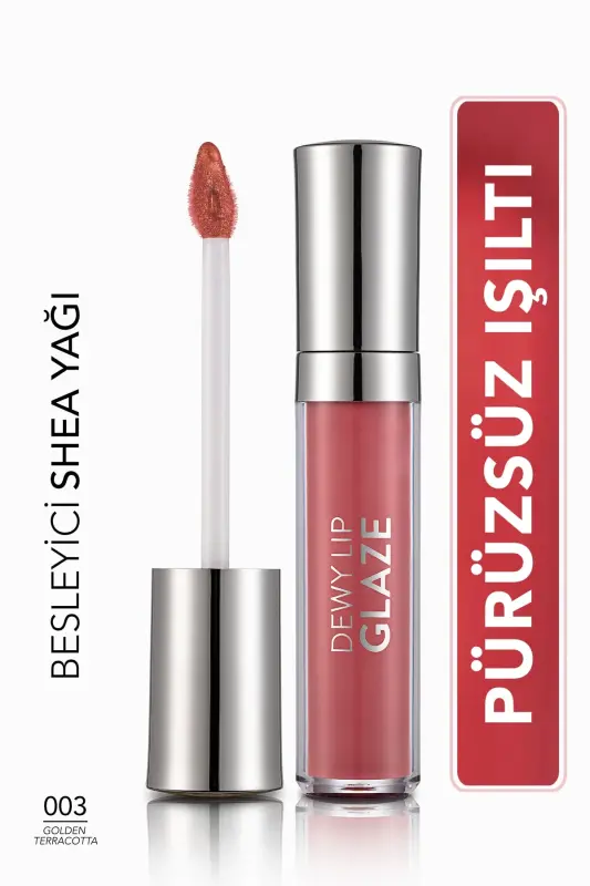 Besleyici Dudak Parlatıcısı (PEMBE) - Dewy Lip Glaze - 003 Golden Terracotta - 8690604618651 - 003 GOLDEN TERRACOTTA - 1