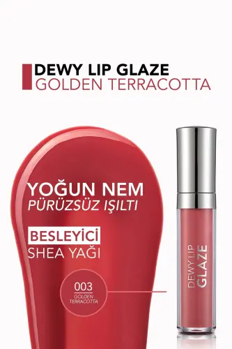 Besleyici Dudak Parlatıcısı (PEMBE) - Dewy Lip Glaze - 003 Golden Terracotta - 8690604618651 - 003 GOLDEN TERRACOTTA - 4