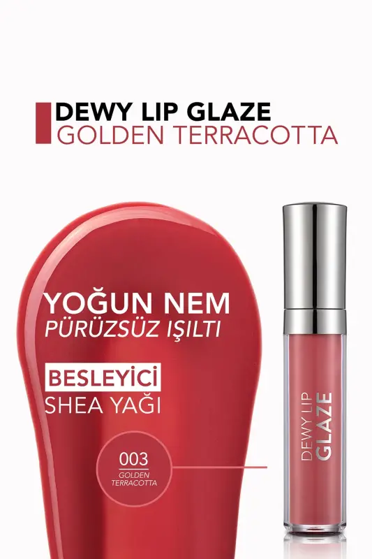 Besleyici Dudak Parlatıcısı (PEMBE) - Dewy Lip Glaze - 003 Golden Terracotta - 8690604618651 - 003 GOLDEN TERRACOTTA - 4
