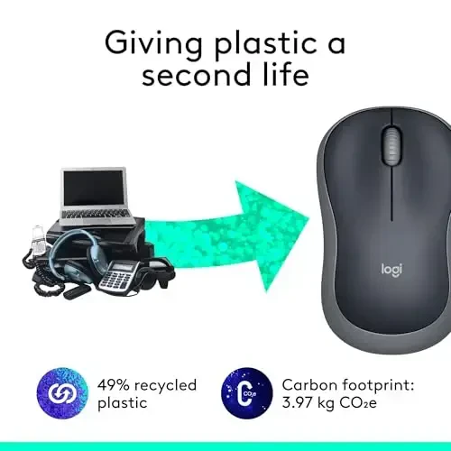 Беспроводная мышь Logitech M185, 2,4 ГГц с USB-мини-приемником, срок службы батареи 12 месяцев, оптическое отслеживание 1000 DPI, двусторонняя для ПК/Mac/ноутбука - Swift Grey - 4