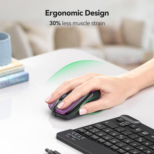 TECKNET Wireless Mouse, 2.4G Ergonomic Optical Mouse, Computer Mouse for Laptop, PC, Computer, Chromebook, Notebook, 6 Buttons, 24 Months Battery Life, 2600 DPI, 5 Adjustment Levels - 7