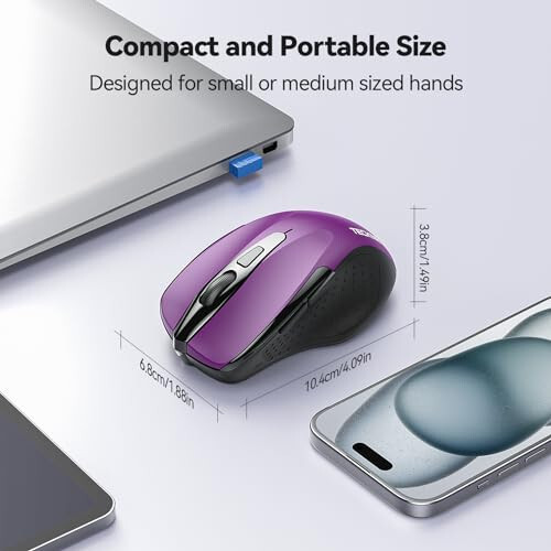 TECKNET Wireless Mouse, 2.4G Ergonomic Optical Mouse, Computer Mouse for Laptop, PC, Computer, Chromebook, Notebook, 6 Buttons, 24 Months Battery Life, 2600 DPI, 5 Adjustment Levels - 8