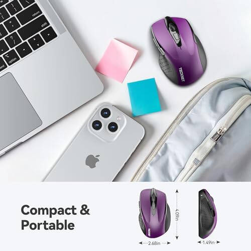 TECKNET Wireless Mouse, 2.4G Ergonomic Optical Mouse, Computer Mouse for Laptop, PC, Computer, Chromebook, Notebook, 6 Buttons, 24 Months Battery Life, 2600 DPI, 5 Adjustment Levels - 2