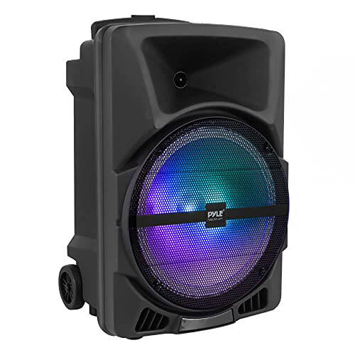 Pyle Wireless Portable PA Speaker System - 800W Powered Bluetooth Indoor & Outdoor DJ Stereo Loudspeaker with MP3 AUX 3.5mm Input, Flashing Party Light & FM Radio-PPHP1244B,Black - 1