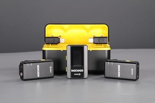 Беспроводная система микрофонов-петличек Neewer CM28 с зарядным чехлом, шумоподавлением, 4 ГБ памяти, 9-часовой записью, аудио без сжатия 48 кГц, 16 бит, петличный микрофон, совместимый с iPhone, iPad, Android, ПК, камерами - MODAZONE (1)