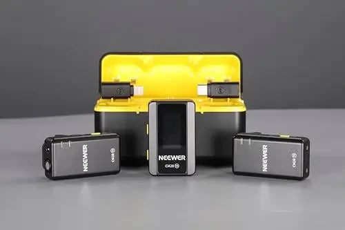 Беспроводная система микрофонов-петличек Neewer CM28 с зарядным чехлом, шумоподавлением, 4 ГБ памяти, 9-часовой записью, аудио без сжатия 48 кГц, 16 бит, петличный микрофон, совместимый с iPhone, iPad, Android, ПК, камерами - 2