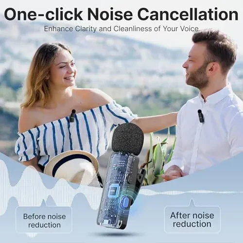Беспроводной лацкальный микрофон BOYA BY-V4D для iPhone iPad с зарядным чехлом, 18-часовым временем работы от батареи, дальностью 650 футов, 4-канальным всенаправленным шумоподавлением для видеозаписи, интервью, видеоблога. - 3
