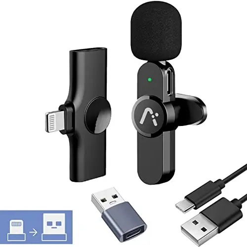 Беспроводной лаvalier-микрофон Aisizon, беспроводные микрофоны с зажимом, Hi-Fi звук, беспроводной микрофон A3, для iPhone 15, ноутбука, Zoom-совещаний, видеозаписи, TikTok - AISIZON