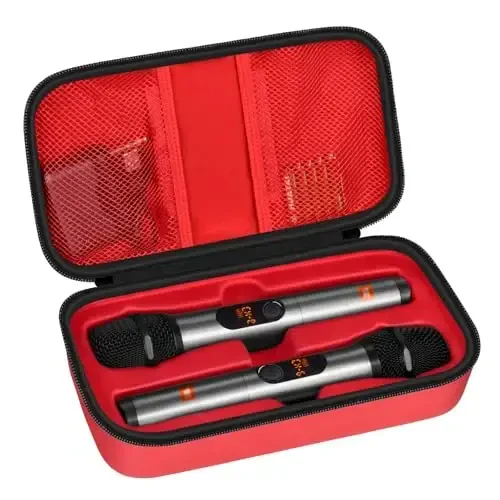 Беспроводной Микрофон Чехол Совместим с JBL Wireless Two Microphone System, Ручной Двойной Микрофон Дорожная Сумка для Пения или Караоке для Приемников, Адаптеров, AA Батареек - 1