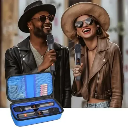 Беспроводной микрофон чехол совместимый с JBL Wireless Two Microphone System, ручной двойной микрофон сумка для пения или караоке для приемников, адаптеров, AA батареек - 6