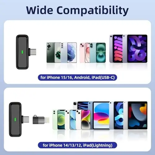 Беспроводной микрофон NPTCL для Android Lav Mic USB C Lavalier Microphone Type C микрофон с петличным креплением для iPhone 15/16 iPad Видеозапись Vlog TikTok Instagram - Шумоподавление зарядного футляра на 24 часа - NPTCL