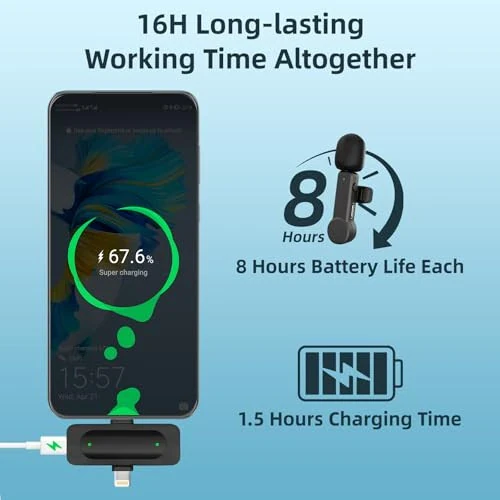 Беспроводной мини-микрофон TXTUNE Lavalier для iPhone Android iPad — шумоподавляющий микрофон для телефона с разъемом USB C/Lightning, беспроводной микрофон Lavalier с петличным креплением для записи видео, видеоблогов и потоковой передачи - 4