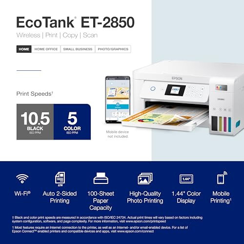 Беспроводной многофункциональный принтер Epson EcoTank ET-4800 без картриджей с функцией сканирования и принтер Epson EcoTank ET-2850 без картриджей с цветным многофункциональным устройством с функцией сканирования - 7