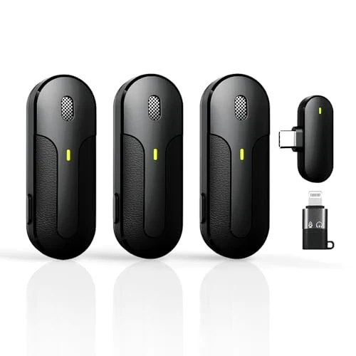 Беспроводной петличный микрофон GLONHI для iPhone, Android, камеры, беспроводной петличный микрофон, мини-микрофон, петличный микрофон с шумоподавлением для Vlog/TikTok/YouTube прямой трансляции (3 микрофона) - GLONHI