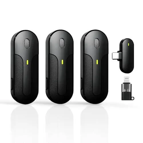 Беспроводной петличный микрофон GLONHI для iPhone, Android, камеры, беспроводной петличный микрофон, мини-микрофон, петличный микрофон с шумоподавлением для Vlog/TikTok/YouTube прямой трансляции (3 микрофона) - 1