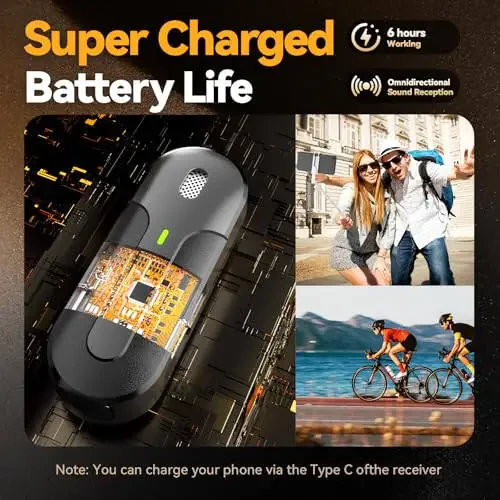 Беспроводной петличный микрофон GLONHI для iPhone, Android, камеры, беспроводной петличный микрофон, мини-микрофон, петличный микрофон с шумоподавлением для Vlog/TikTok/YouTube прямой трансляции (3 микрофона) - 3