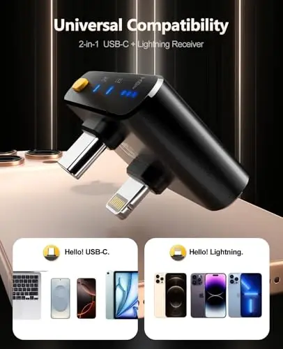 Беспроводной петличный микрофон Rythflo для iPhone/Android/iPad/ноутбука, двойной микрофон с зарядным чехлом, шумоподавлением AI, батарея 50 ч, дальность 70 м, петличные микрофоны для видеозаписи, видеоблогов - 4