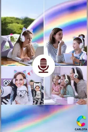 Беспроводные Bluetooth 5.0 Led Светящиеся Кошачьи Наушники Подарок ios Android Совместимый 8d Стерео Hd Звук-Лиловый - 6