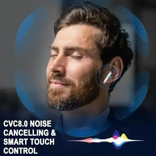 Беспроводные Bluetooth 5.4 наушники, LED дисплей питания, 6D стерео, микрофон с шумоподавлением, 40 часов воспроизведения, IP7 водонепроницаемые спортивные наушники для Android iOS - 2