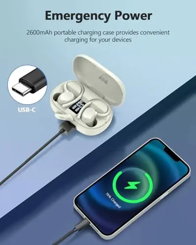 Беспроводные Bluetooth-наушники Ear buds Sport 2025 NEW Bluetooth 5.3 Headphones 128H Playtime with LED Display Powerful Bass Over Ear Earphones with Earhooks IP7 Waterproof for Gym/Running/Workout - 5
