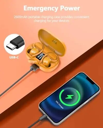 Wireless Earbuds 128hrs Bluetooth 5.3 Headphone Sport, 2025 Bluetooth Earbuds Stereo Deep Bass Over Ear Bud with Earhooks, ENC Noise Cancelling Mic, IPX7 Waterproof Earphone for Workout/Running - 5