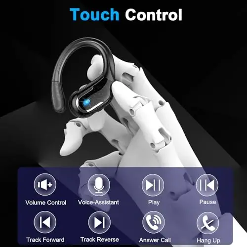 Беспроводные наушники, 75 часов Bluetooth 5.3 наушники IP7 водонепроницаемые для спорта, бега беспроводные наушники с микрофонами ENC шумоподавления, глубокие басы накладные наушники с крючками для ушей для Android, iOS, тренировок, тренажерного зала 