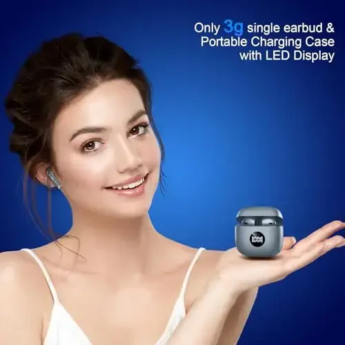 Беспроводные наушники, Bluetooth 5.3, LED-дисплей питания, бас-стерео, микрофон с шумоподавлением, 40 ч воспроизведения, мини-кейс IP7, водонепроницаемые спортивные наушники для Android iOS - 5