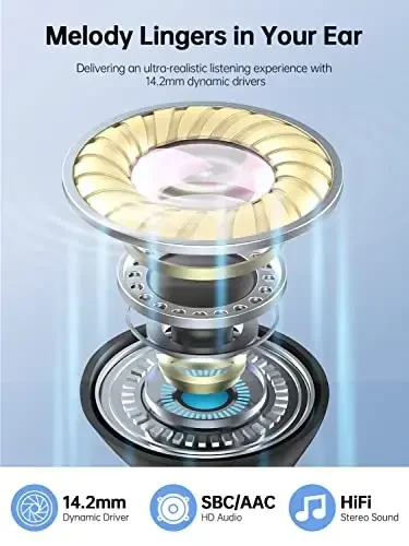 Беспроводные наушники Bluetooth 5.3 Наушники 40H воспроизведения с HD Dou-Mic, спортивные Bluetooth-наушники с цифровым ЖК-дисплеем, водонепроницаемые наушники IP7 с шумоподавлением, сенсорное управление - 4