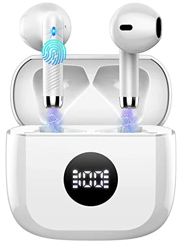 Беспроводные наушники, Bluetooth 5.3 наушники с LED-дисплеем питания, басовые стереонаушники, Bluetooth-наушники вкладыши с шумоподавлением и микрофоном, 40 часов воспроизведения, мини-кейс IP7 водонепроницаемые спортивные наушники для Android iOS - Jxrev