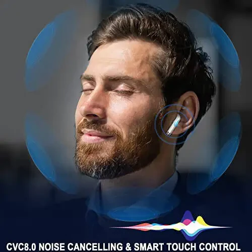 Беспроводные наушники, Bluetooth 5.3 наушники с LED-дисплеем питания, басовые стереонаушники, Bluetooth-наушники вкладыши с шумоподавлением и микрофоном, 40 часов воспроизведения, мини-кейс IP7 водонепроницаемые спортивные наушники для Android iOS - 9