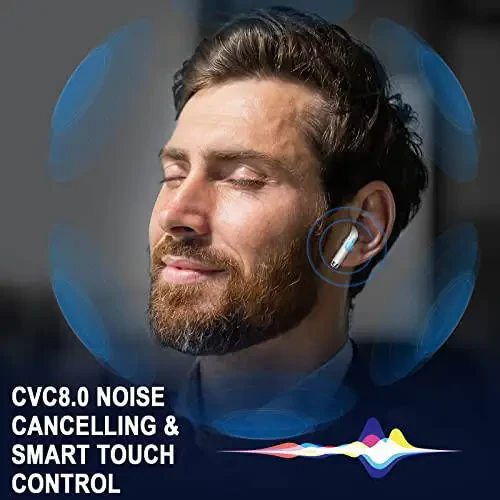 Беспроводные наушники, Bluetooth 5.3 наушники с LED-дисплеем питания, басовые стереонаушники, Bluetooth-наушники вкладыши с шумоподавлением и микрофоном, 40 часов воспроизведения, мини-кейс IP7 водонепроницаемые спортивные наушники для Android iOS - 5