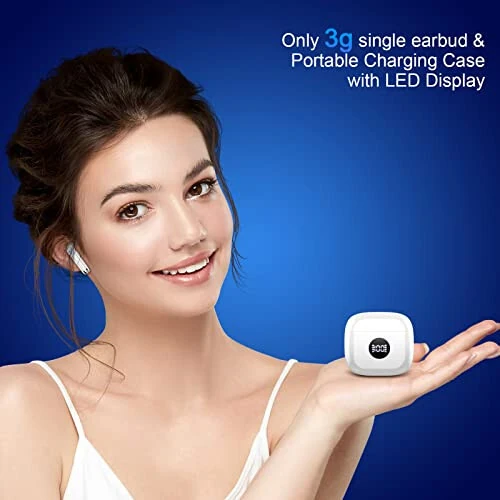 Беспроводные наушники, Bluetooth 5.3 наушники с LED-дисплеем питания, басовые стереонаушники, Bluetooth-наушники вкладыши с шумоподавлением и микрофоном, 40 часов воспроизведения, мини-кейс IP7 водонепроницаемые спортивные наушники для Android iOS - 7
