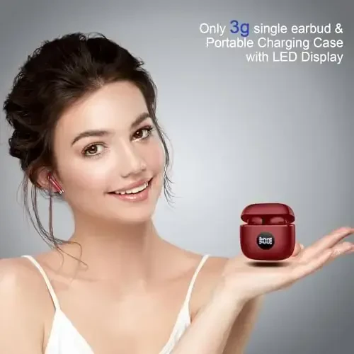 Беспроводные наушники, Bluetooth 5.4 наушники LED дисплей питания Бас стерео, Bluetooth наушники-вкладыши с шумоподавлением, 40 часов воспроизведения Мини-чехол IP7 Водонепроницаемые спортивные наушники для Android iOS - 5