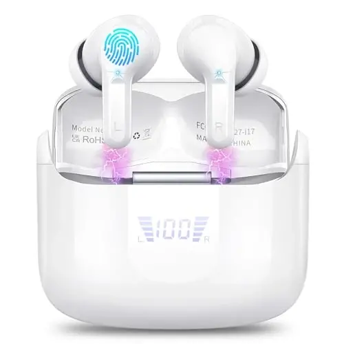 Беспроводные наушники, Bluetooth-наушники 5.3 НОВЫЕ 40H Наушники Бас стерео наушники с шумоподавлением Наушники с 4 ENC микрофонами, внутриканальные Bluetooth-наушники USB-C LED-дисплей IP7 Водонепроницаемый спорт для Android iOS 