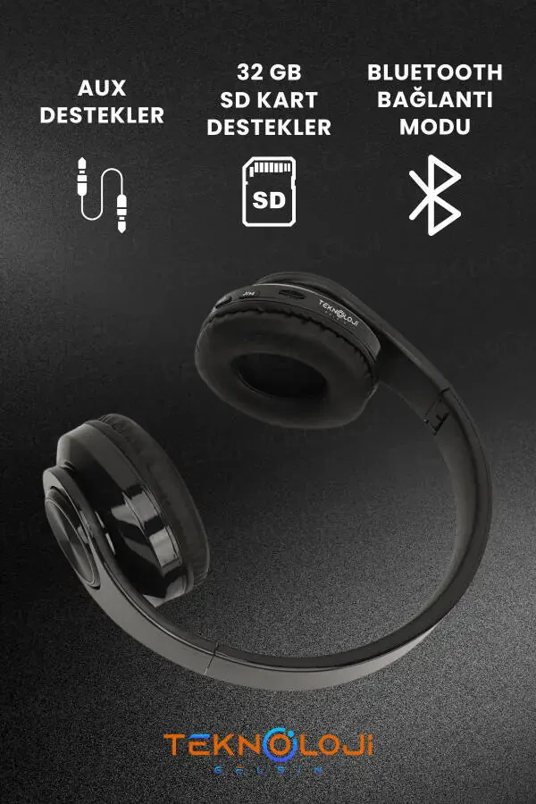 Беспроводные наушники Bluetooth с микрофоном Накладные наушники со светодиодной подсветкой Складные ЧЕРНЫЙ-КРАСНЫЙ - 6