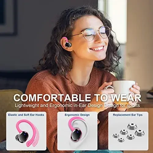 Беспроводные наушники Bluetooth, спортивные наушники Bluetooth 5.3, 3D HiFi стерео наушники-вкладыши, 48 часов работы, наушники с микрофоном с шумоподавлением, водонепроницаемая гарнитура IP7 для тренировок/бега/спортзала - 4