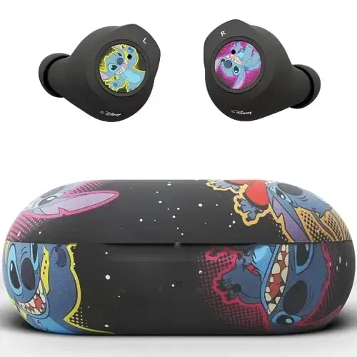 Беспроводные наушники Disney Lilo и Stitch Bluetooth с зарядным чехлом - Беспроводные наушники со встроенным микрофоном + до 30 часов воспроизведения - Подарки Lilo и Stitch для девочек, мальчиков, женщин, мужчин, всех поклонников Lilo и Stitch - iJoy