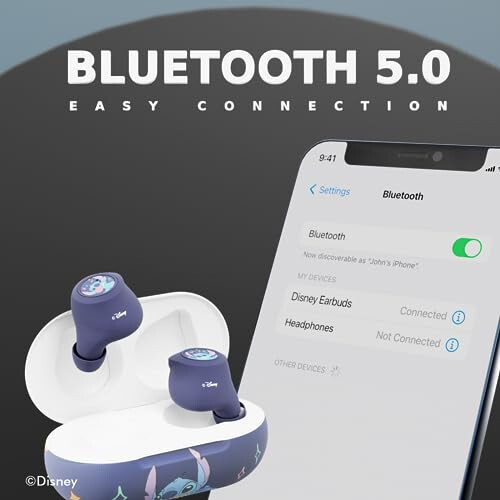 Беспроводные наушники Disney Lilo & Stitch Bluetooth с зарядным чехлом - беспроводные наушники со встроенным микрофоном + до 30 часов воспроизведения - Подарки Lilo & Stitch для девочек, мальчиков, женщин, мужчин, всех поклонников Lilo & Stitch - 6