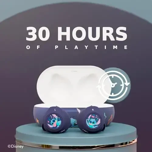 Беспроводные наушники Disney Lilo & Stitch Bluetooth с зарядным чехлом - беспроводные наушники со встроенным микрофоном + до 30 часов воспроизведения - Подарки Lilo & Stitch для девочек, мальчиков, женщин, мужчин, всех поклонников Lilo & Stitch - 5