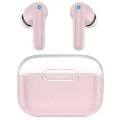 Беспроводные наушники Kurdene P3 Bluetooth 5.3, стереозвук с глубокими басами, внутриканальные наушники с микрофоном, захватывающий звук премиум-класса для iPhone, Android - Розовый - 5