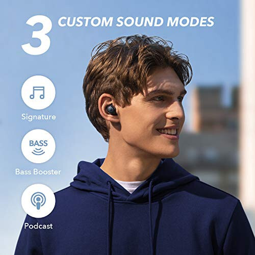 Беспроводные наушники Soundcore by Anker Life A1, мощный индивидуальный звук, 40 часов воспроизведения, беспроводная зарядка, быстрая зарядка USB-C, водонепроницаемые IPX7, управление кнопками, Bluetooth-наушники, поездка, спорт - 4