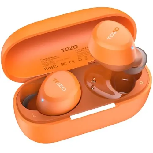 Беспроводные наушники TOZO A1, Bluetooth 5.3, легкие, внутриканальные, водонепроницаемость IPX5, 2 микрофона для звонков с ИИ, иммерсивный звук премиум-класса, гарнитура с зарядным кейсом, 32 предустановки эквалайзера через приложение. - TOZO
