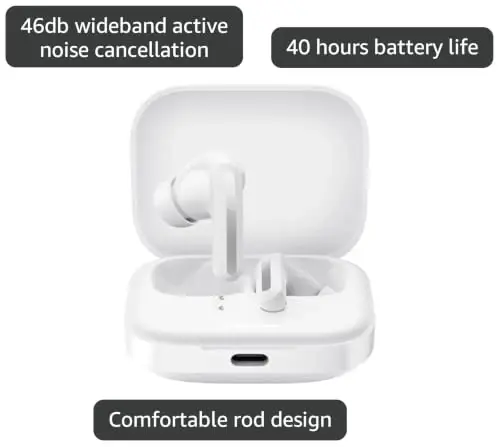 Беспроводные наушники Xiaomi Redmi Buds 5 - Активное шумоподавление 46 дБ, 40 часов автономной работы, Bluetooth 5.3, Белый - 1