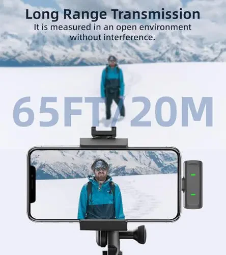 Беспроводные петличные микрофоны EZColoris для iPhone 14/13/12/11 Pro/11/XS MAX/XR/8/7. Петличный микрофон для видеозаписи, миниатюрные микрофоны для YouTube Podcast с футляром. - 5