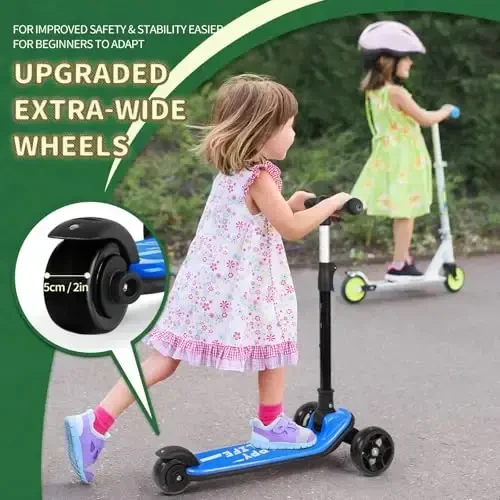 Besrey Kick Scooter for Kids Ages 3-10, 3-Wheel Folding Scooter with Adjustable Height, LED Light Wheels, Extra Wide Deck for Outdoor Activities - 6
