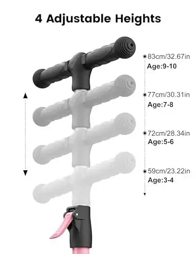 Besrey Kick Scooter for Kids Ages 3-10, 3-Wheel Folding Scooter with Adjustable Height, LED Light Wheels, Extra Wide Deck for Outdoor Activities - BESREY (1)