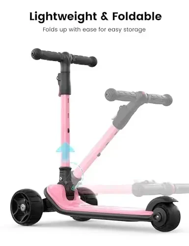 Besrey Kick Scooter for Kids Ages 3-10, 3-Wheel Folding Scooter with Adjustable Height, LED Light Wheels, Extra Wide Deck for Outdoor Activities - 4